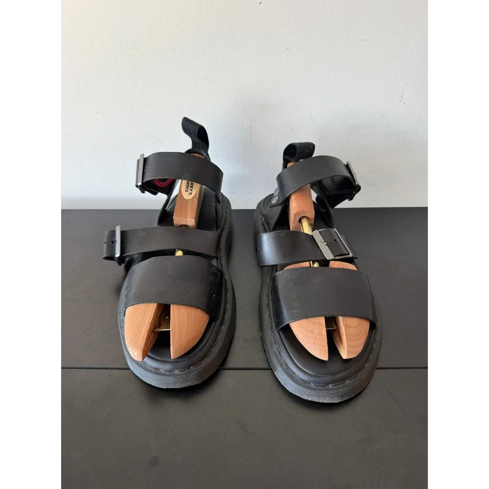 Dr. Martens Gryphon CK11 Black Leather Gladiator Buckle Sandals 7M 8W